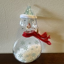 Seasons Of Cannon Falls Glass Snowman Christmas Ornament Filled With Snowflakes - £17.40 GBP