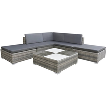 6 Piece Outdoor Garden Patio Grey Poly Rattan Lounge Furniture Set With ... - $476.34