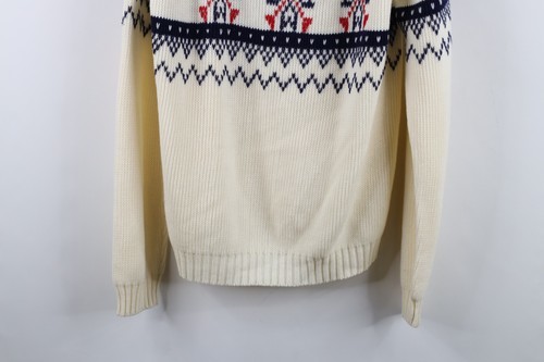 Vintage 60s 70s Mid Century Modern Womens Large Fair Isle Ribbed Knit Sweater Item image 3