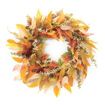 Mixed Fall Foliage Wreath 28&quot;D Polyester - £54.92 GBP