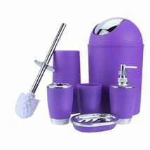 Purple 6-Piece Bathroom Accessories Set with Toothbrush Holder - $2,861.64 MXN