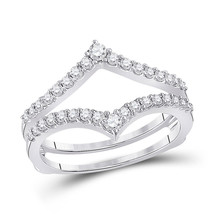 14k White Gold Round Diamond Ring Guard Wrap Enhancer Wedding Band 1/2 Cttw - £770.75 GBP