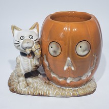 Yankee Candle Boney Bunch Halloween Cat Skeleton Pumpkin Votive Tealight Holder - £18.65 GBP