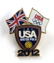 London 2012 USA Water Polo Shield Flags Olympic Rings UK British Union Jack Pin - £10.78 GBP