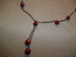 Gorgeous Vintage Sterling Silver Chain Necklace Lampwork Art Glass Beads - £19.88 GBP