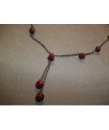 Gorgeous Vintage Sterling Silver Chain Necklace Lampwork Art Glass Beads - £19.46 GBP