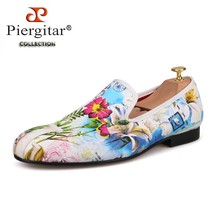 Piergitar 2019 New style Colourful Flowers Prints white color men shoes Fashion  - £194.50 GBP