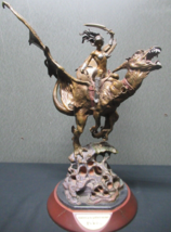 Boris Vallejo Maiden of the Golden Sword Dragon Franklin Mint Bronze Scu... - $241.70