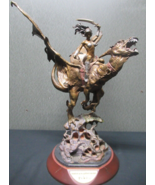 Boris Vallejo Maiden of the Golden Sword Dragon Franklin Mint Bronze Scu... - $241.70