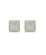 Clear Micro Pave Cubic Zirconia CZ Square Setting Sterling Silver Stud E... - £21.19 GBP+