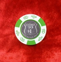 $1.00 Casino 93 Jackpot,  Nevada Poker Blackjack Chip  Green Metal Inlay - $24.75
