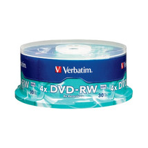 VERBATIM AMERICAS LLC 95179 DVD-RW 4.7GB 4X BRANDED SURFACE 30PK SPINDLE - £43.25 GBP