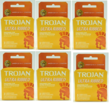 6X Trojan ULTRA RIBBED Lubricated Latex Condoms 3 ct. - EACH EXP 06/2027 - £7.73 GBP