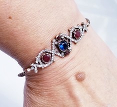 Rhinestone Ethnic Bracelet, Turkish Belly Dance Jewelry, Arabic Dangle Bracelet - £26.83 GBP
