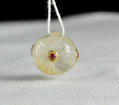 Natural Yellow Sapphire Oval Drops 34.72 Cts Ruby 18k Gold Jadau Hanging Pendant - £2,049.96 GBP