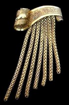 Vintage RETRO Statement Brooch  Large Scroll Waterfall Chains 1930s Over... - $39.20