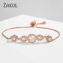 ZAKOL Water Drop Squre Cubic Zirconia Crystal Adjustable Bracele & Bangle for Wo - £12.25 GBP