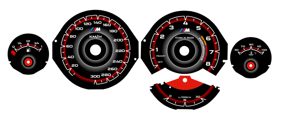 BMW e32/e34 Instrument Cluster Face in MPH or KM with Silver Rings - $61.38