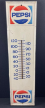 Pepsi Metal Embossed Thermometer - 28&quot; x 7&quot; - 1972 Stout Sign - $149.25