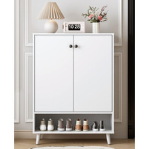 Shoe Storage Cabinet with Adjustable Plates White doors - £185.05 GBP