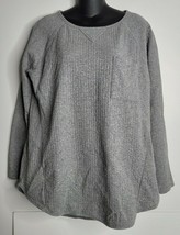 Soft Surroundings Womens Tunic Sweater Top Gray Medium Cotton Blend Long Sleeve - £21.20 GBP