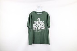 Vintage Mens Size Large Faded Spell Out Michigan State University T-Shirt Green - £23.22 GBP