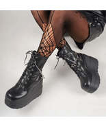 Lace Up Platform Wedge Boots - $166.82 CAD