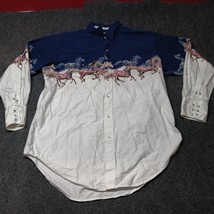 Vintage Cumberland Outfitters Shirt Men 2XL Flag and Horses Western Pear... - $27.77