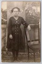 RPPC Lovely Edwardian Young Woman Studio Real Photo Portrait Postcard F47 - $9.95