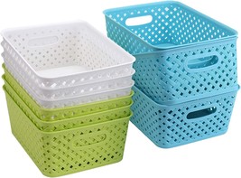 Bekith 9 Pack Plastic Storage Basket, Woven Basket Bins Organizer, 9 Poi... - $32.98