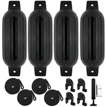 4 Pack Boat Fender Marine Bumper Covers (Black, 6.5 X 23 Inches) - £128.99 GBP