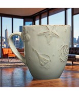 Thomson Pottery 4-Mugs CAPE COD Blue Coffee Tea Cups Embossed Seashells ... - £38.33 GBP