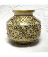 Natural Marble Decorative Pottery 24K Gold Foil Handcrafted Home Decor H... - £59.82 GBP
