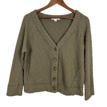 Two By Vince Camuto Cardigan Sweater Women Large Green Buttons V-Neck Knit Crop - £16.05 GBP