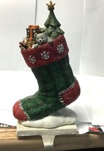 Transpac stocking holder hanger green red trim heavy x6847 - $397.85 MXN