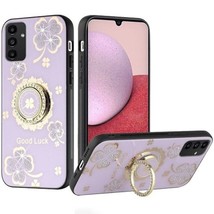 SPLENDID Diamond Glitter Case Cover Good Luck Floral Purple For Samsung A14 5G - £6.84 GBP
