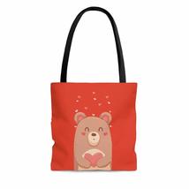 Bear In Love With Heart Valentine&#39;s Day Chili Pepper AOP Tote Bag - £20.99 GBP+