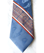Story Cravats Men&#39;s Neck Tie Vintage 60s - Wide Textured Blue Orange Tan... - $18.95