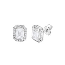 Dewberry 2.30 Ct Emerald Lab Grown Diamond Halo Earring 14K White Gold Women  - £1,076.12 GBP