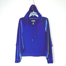 Vintage Women&#39;s Victoria Sport Winged Arm Blue Sheen Hoodie Sweatshirt Size M - £14.13 GBP
