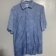 Saddlebred Shirt Mens S 100% Nylon Palm  Blue Hawaiian Button Up Short S... - $14.16