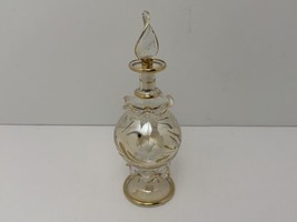 Vintage Glass Perfume Bottle 5” with Dauber Fine Etched Ruffled Edges Ex... - £16.79 GBP