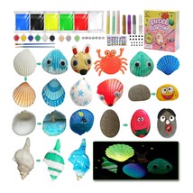 LIHBCAIYI Seashell Painting Kit Glow in Dark Rock Drawing Conch Shell DIY Creat - £22.95 GBP