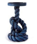 Knotted Rope Candle Holder Blue Nautical Design 7.2&quot; high Holds 3&quot; Size ... - £23.35 GBP