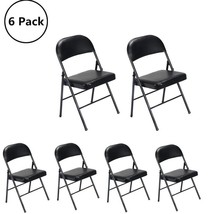 6 Pack Folding Chairs Cushioned Padded Seat for Home Office Party Black - $4,026.04 MXN