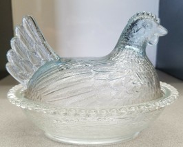 NEW Vintage Indiana Glass Hen on Nest (The Heavenly HON) Clear Crystal Hen - £11.20 GBP
