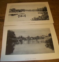 C1900 Lot 2 Antique Scene On Auburn Ny Creek Aquatint Print - £13.44 GBP