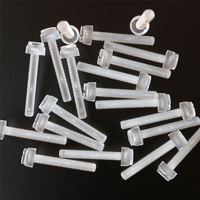 20 x Transparent Clear Plastic Acrylic Thumbscrews, slotted+knurled M6 x... - $11.18