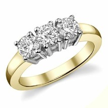 1.50CT Forever One DEF Moissanite 4 Prong 3-Stone Ring Two Tone 14K Gold  - $965.00