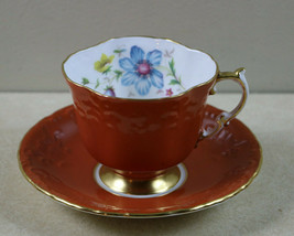 Vintage AYNSLEY  Cup &amp; Saucer Fine English Bone China Hand Painted Flowers - £21.88 GBP